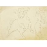 Marie Vorobieff Marevna, Russian 1892-1984- Study of bulls (recto and verso); pencil on paper (recto