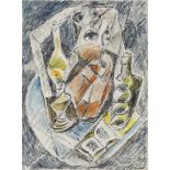 Marie Vorobieff Marevna, Russian 1892-1984- Cubist still life c.1950s pencil, black marker and