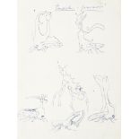 Attributed to Marie Vorobieff Marevna, Russian 1892-1984- Croquis d'insectes; blue pen on wove