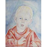 Marie Vorobieff Marevna, Russian 1892-1984- Young boy in red top, head and shoulders, c.1953;