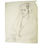 Marie Vorobieff Marevna, Russian 1892-1984- Russian Orthodox woman; charcoal and pencil, signed