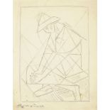 Marie Vorobieff Marevna, Russian 1892-1984- Sketch of a seated figure; coloured pencil over traces