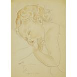 Marie Vorobieff Marevna, Russian 1892-1984- Sleeping child, 1942; pencil and wash, signed, dated and