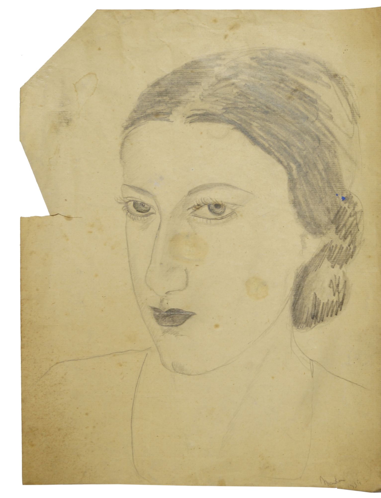 Marika Rivera, French, 1919-2010- Portrait of a woman, c.1934; pencil on buff, signed and dated