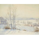 Margaret Tarrant, British 1888-1959- Snowy Rural Landscape; watercolour, signed, 27x34cm: together