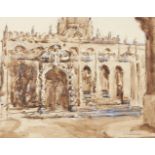 Vernon Wethered NEAC, British 1865-1952- Facade of a building; watercolour, signed in black ink,