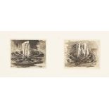 Keith Vaughan, British 1912-1977- Abstract forms, two; ink and watercolour, ea. 6.5x7cm (approx) (in