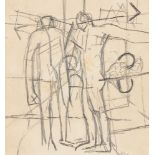 Keith Vaughan, British 1912-1977- Sketch of two men standing in an interior; pencil on paper, signed