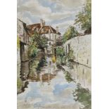 Llewellyn Petley-Jones, British 1908-1986- Old Mill at Crecy-en-Brie; watercolour, signed, inscribed