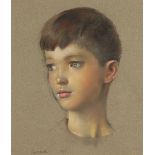 British School, early/mid 20th century- Portrait of a boy, 1936; chalk and pastel on coloured paper,