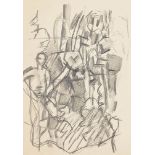 Keith Vaughan, British 1912-1977- Figure in an abstract landscape, 1957; pencil on paper, dated,