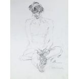 Käthe Strenitz, British 1923-2017- Seated female nude; pencil, signed, 42x29.5cm: together with a