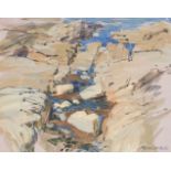 Neil Murison RWA, British b.1930-2018- Rocky seaside landscape; watercolour, signed and dated 80,