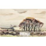 Rowland Suddaby, British 1912-1972- Elm Trees at Wissington, Suffolk; watercolour, gouache, ink