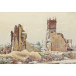 Frank Sully, British 1898-1992- London Wall and St Giles Cripplegate, 1946; watercolour, signed