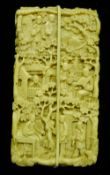 A 19th century Chinese Canton ivory card case,
