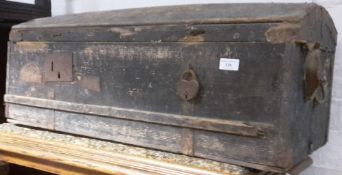 A 19th century pine dome top trunk