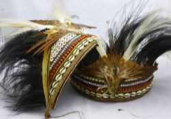 Two feathered head dresses