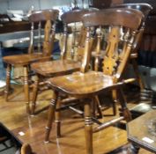 A set of six oak kitchen dining chairs