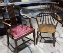 A 19th century country armchair and another