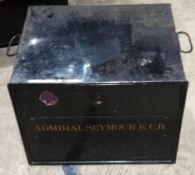 A tin deed box, inscribed ''Admiral Seymour K.C.