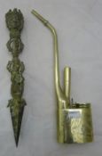 An Eastern bronze ceremonial dagger and an opium pipe