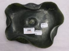 A Chinese soapstone lily pad brush washer