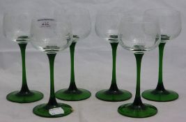 A set of six engraved Hock glasses