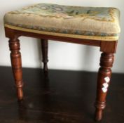 A Victorian tapestry topped walnut stool