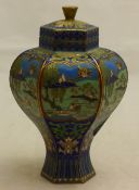 A small octagonal cloisonne vase and lid