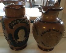 A Doulton Lambeth General Gordon commemorative jug and a motto jug