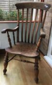 A 19th century splat back grandfather chair