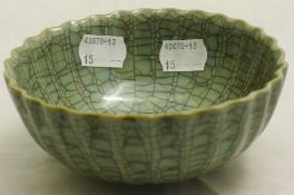 A Chinese celadon crackle glaze bowl