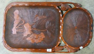 A large Oriental lacquered tray