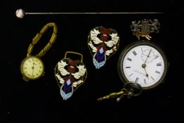 A silver pocket watch, etc.