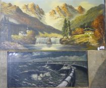 An Alpine scene, oil on canvas, signed BAUBER,