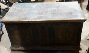 A 19th century Continental painted pine trunk