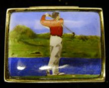 A Continental silver golfing pill box