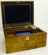 A Victorian walnut travelling box