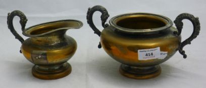 An Old Sheffield sugar bowl and cream jug