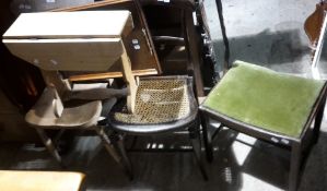 A caned chair and another, a drop flap table,