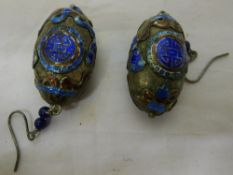 A pair of Chinese enamelled earrings