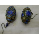 A pair of Chinese enamelled earrings