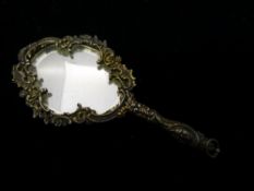 A Continental white metal chatelaine mirror