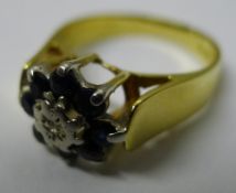 A 9 ct gold sapphire and diamond ring