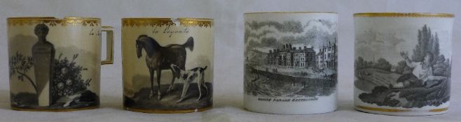 Four 19th century porcelain coffee cans,