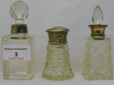 Three silver mounted scent bottles