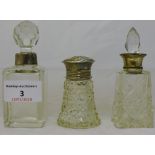 Three silver mounted scent bottles