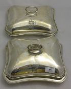 Four 19th century silver plated entree dishes,