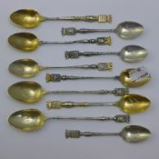 A collection of French silver souvenir spoons